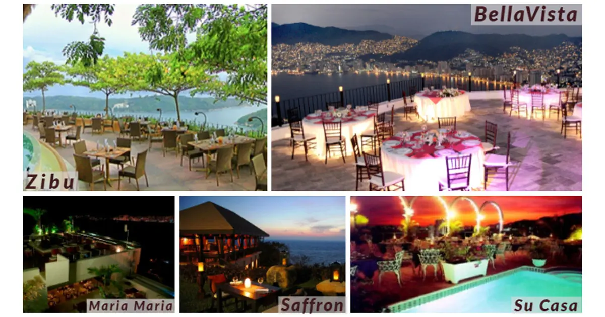A collage of the most scenic restaurants in Acapulco Mexico.